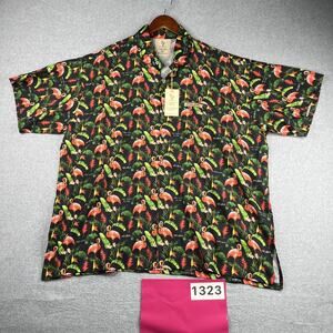 Flamingo Print Tropical Shirt Rima Beach Casual Button Up Short Sleeve NEW 2XL